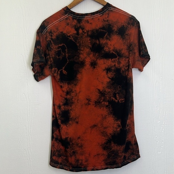 Gildan - Burnt Orange And Black Tye Dye Korn Band Graphic Short Sleeve T Size M - Picture 8 of 9